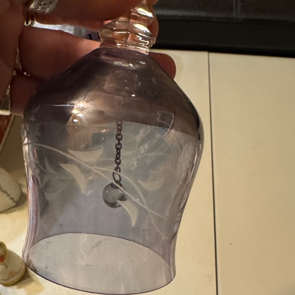 Elegant Etched Glass Bell Bluish Purple Bell - Picture 4 of 6